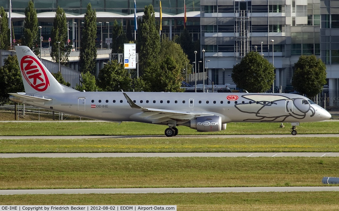 OE-IHE, 2010 Embraer 190LR (ERJ-190-100LR) C/N 19000387, taxying to the active