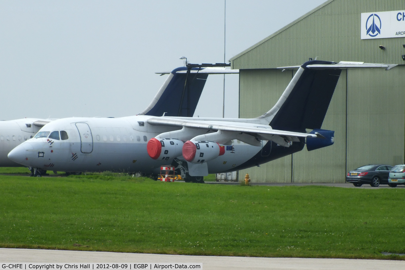 G-CHFE, 1996 British Aerospace Avro 146-RJ85 C/N E.2294, ex OO-DJT Brussels Airlines in storage at Kemble