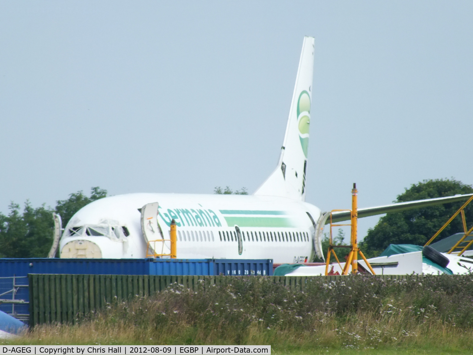 D-AGEG, 1988 Boeing 737-35B C/N 24237, Germania B737 in the scrapping area at Kemble