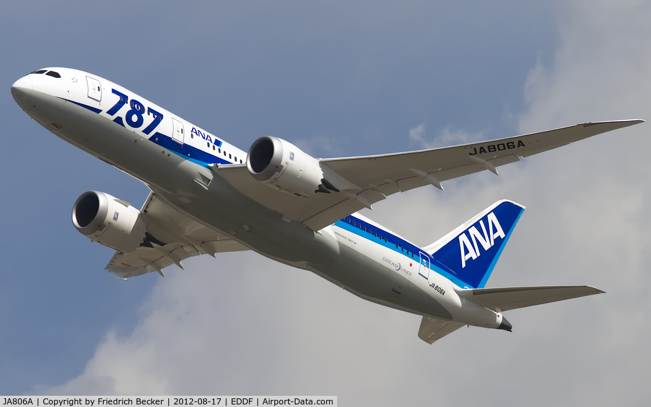 JA806A, 2012 Boeing 787-8 Dreamliner C/N 34515, departure from Frankfurt