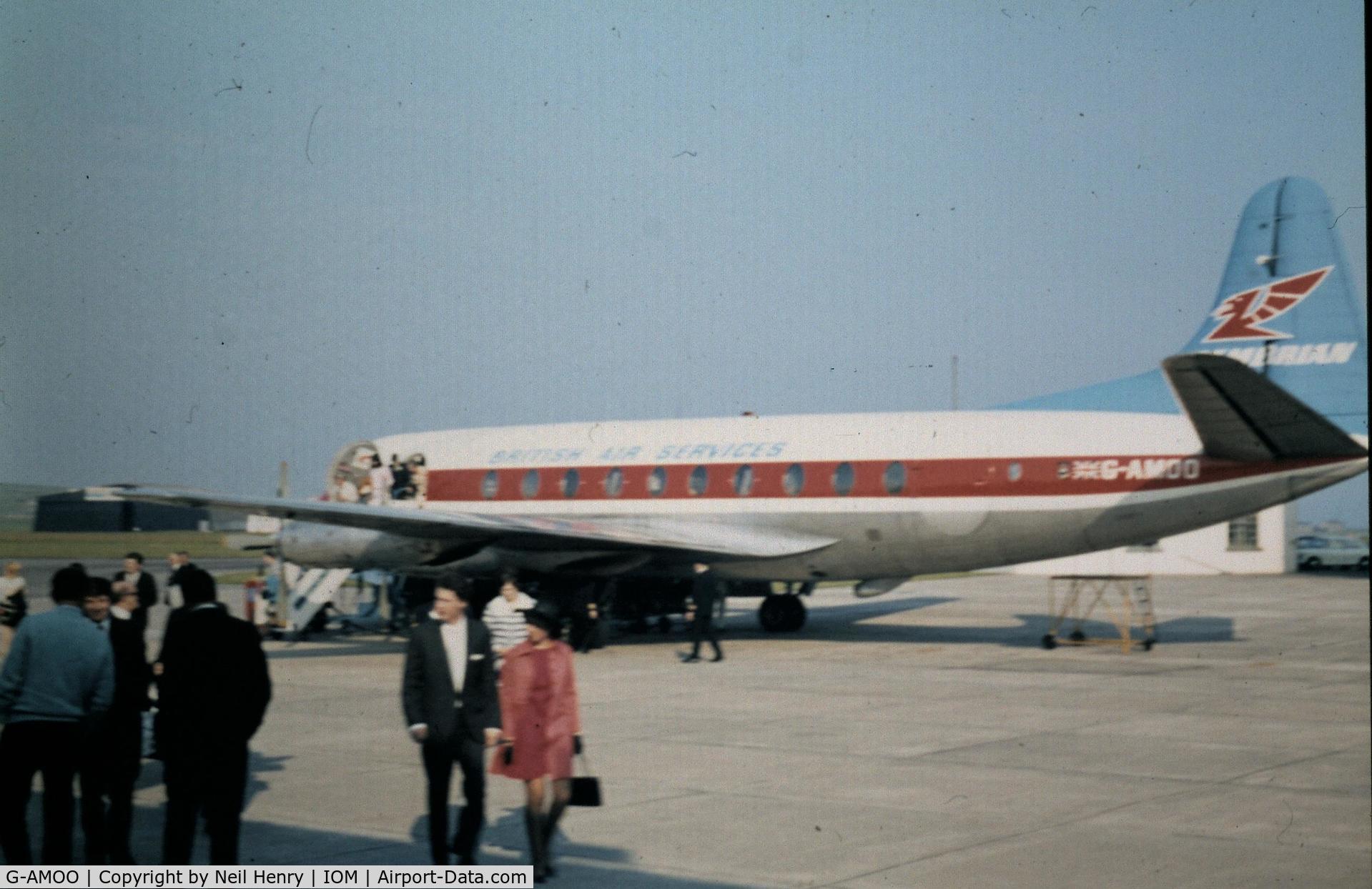 G-AMOO, Vickers Viscount 701 C/N 28, scanned from original slide taken June 1969 at Ronaldsway Airport,  Isle of Man