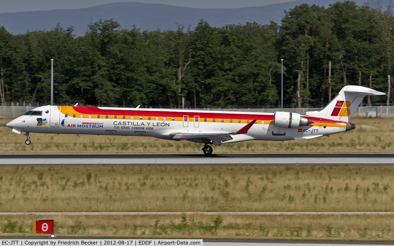 EC-JTT, 2006 Bombardier CRJ-900 (CL-600-2D24) C/N 15074, decelerating after touchdown
