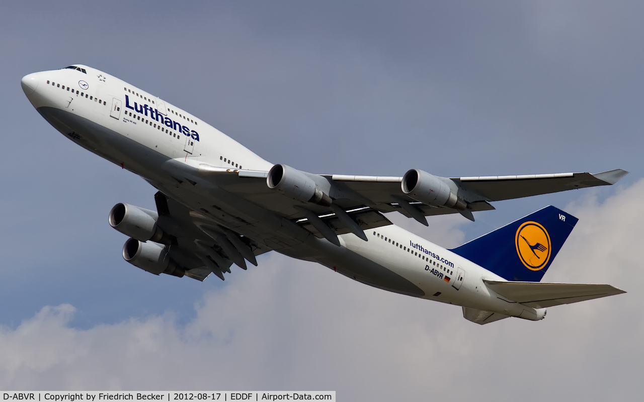 D-ABVR, 1997 Boeing 747-430 C/N 28285, departure from Frankfurt