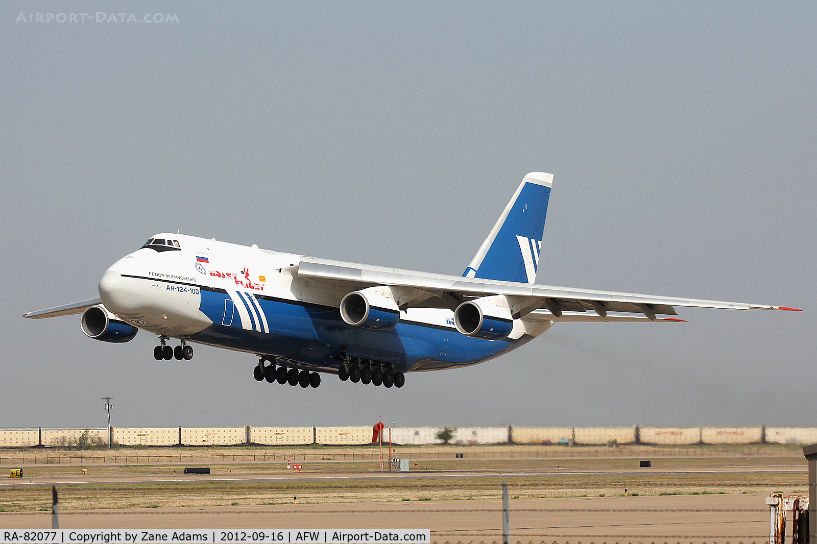 RA-82077, 1995 Antonov An-124-100 Ruslan C/N 9773054459151/0709, AN-124 departing Alliance Airport