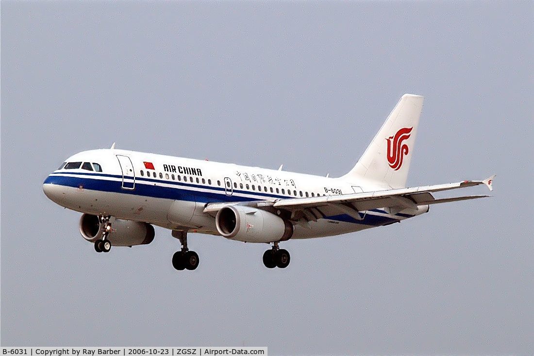 B-6031, 2003 Airbus A319-132 C/N 2172, Airbus A319-132 [2172] (Air China) Shenzhen-Baoan~B 23/10/2006