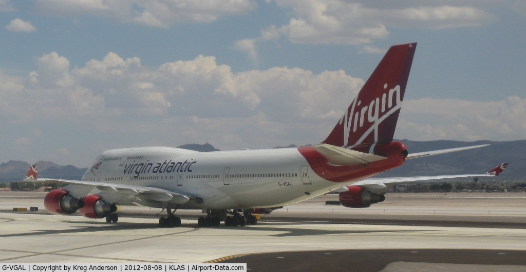 G-VGAL, 2001 Boeing 747-443 C/N 32337, Virgin Atlantic Airways Boeing 747-400 departing at KLAS.