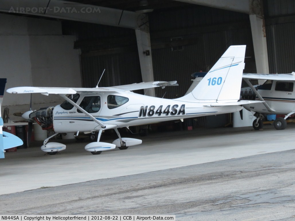 N844SA, 2006 Symphony SA-160 C/N S-0015, Parked in Foothill Aircraft Sales & Service hanger, with engine cowling removed