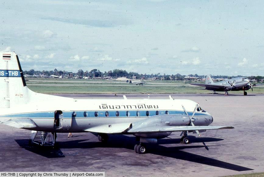HS-THB, 1964 Hawker Siddeley HS.748-207 Sr2 C/N 1568, Thai Airways 1971 on the ramp in Vientiane Wattay Airport