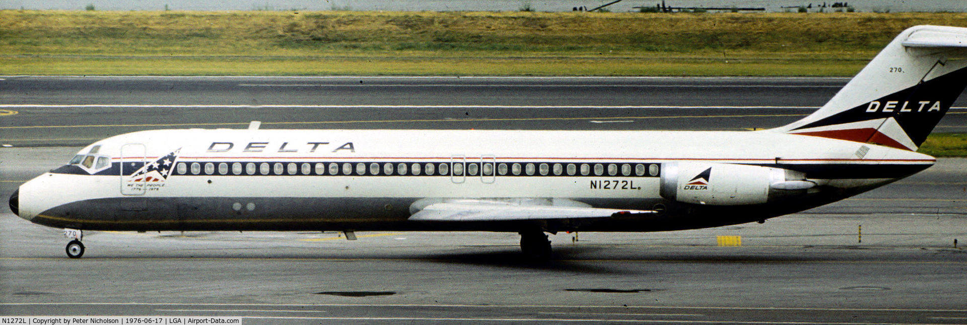 N1272L, 1969 Douglas DC-9-32 C/N 47320, DC-9-32 of Delta Airlines preparing to depart from La Guardia in the Summer of 1976.