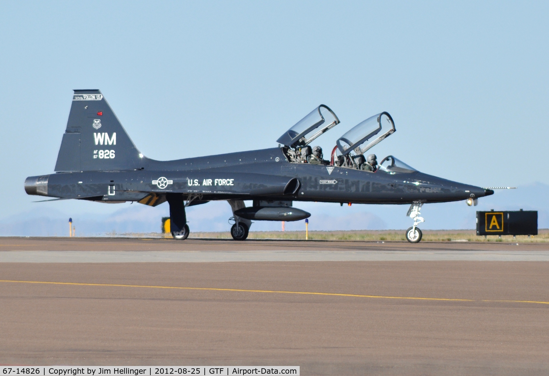 67-14826, 1967 Northrop T-38A Talon C/N T.6021, Talon 826 from Whiteman AFB taxiing to runway 21 at GTF