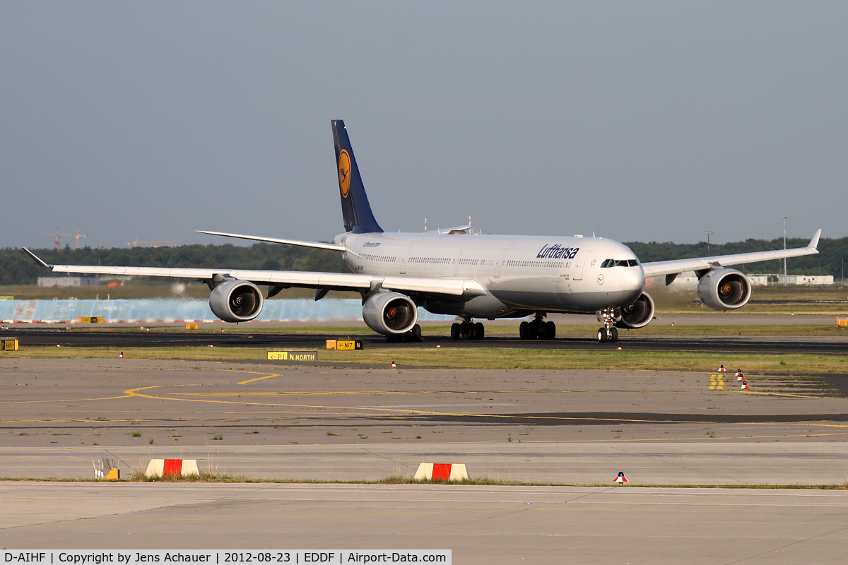 D-AIHF, 2003 Airbus A340-642 C/N 543, line up rwy 18