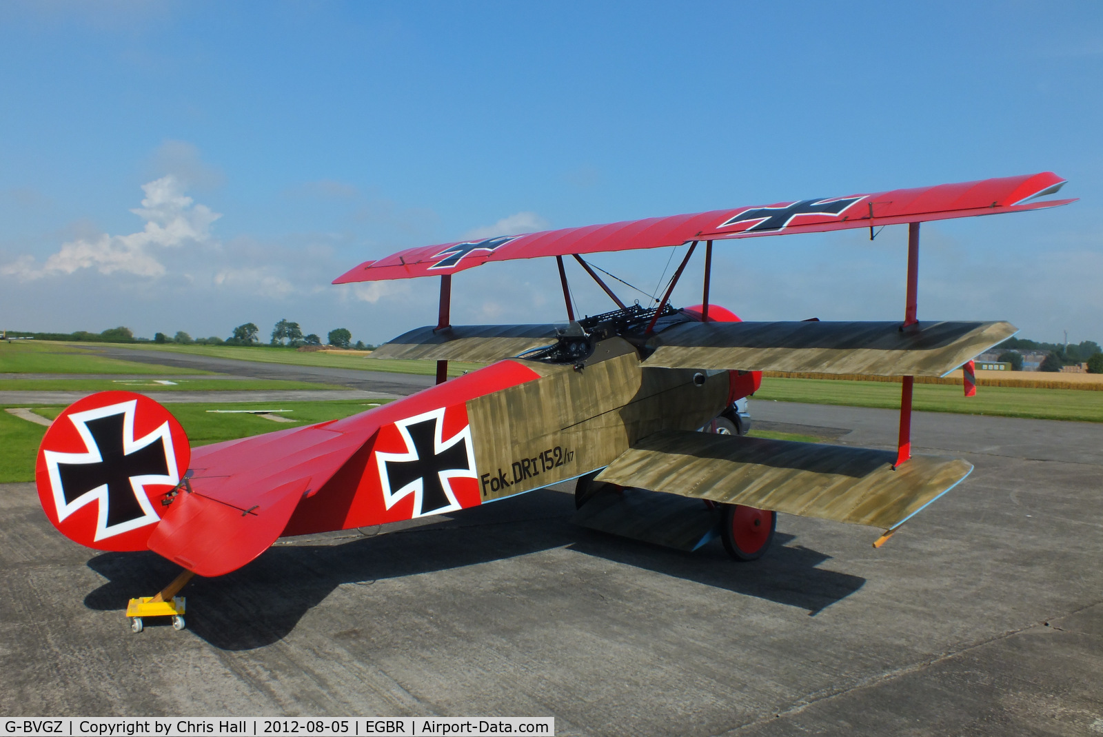 G-BVGZ, 1994 Fokker Dr.1 Triplane Replica C/N PFA 238-12654, The Real Aeroplane Club's Summer Madness Fly-In, Breighton