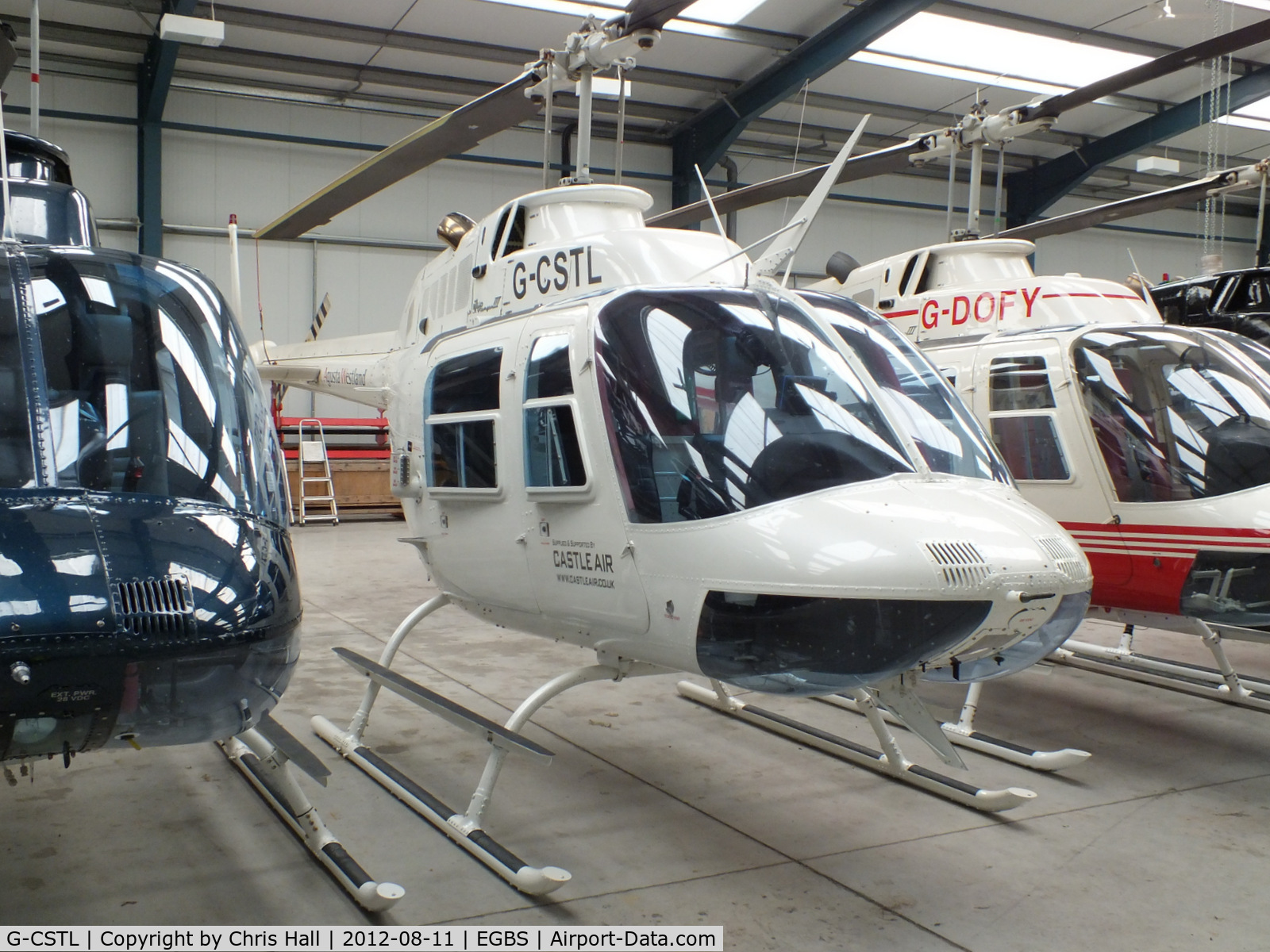 G-CSTL, 1981 Bell 206B JetRanger II C/N 3408, inside the Tiger Helicopter's Hangar at Shobdon Airfield, Herefordshire