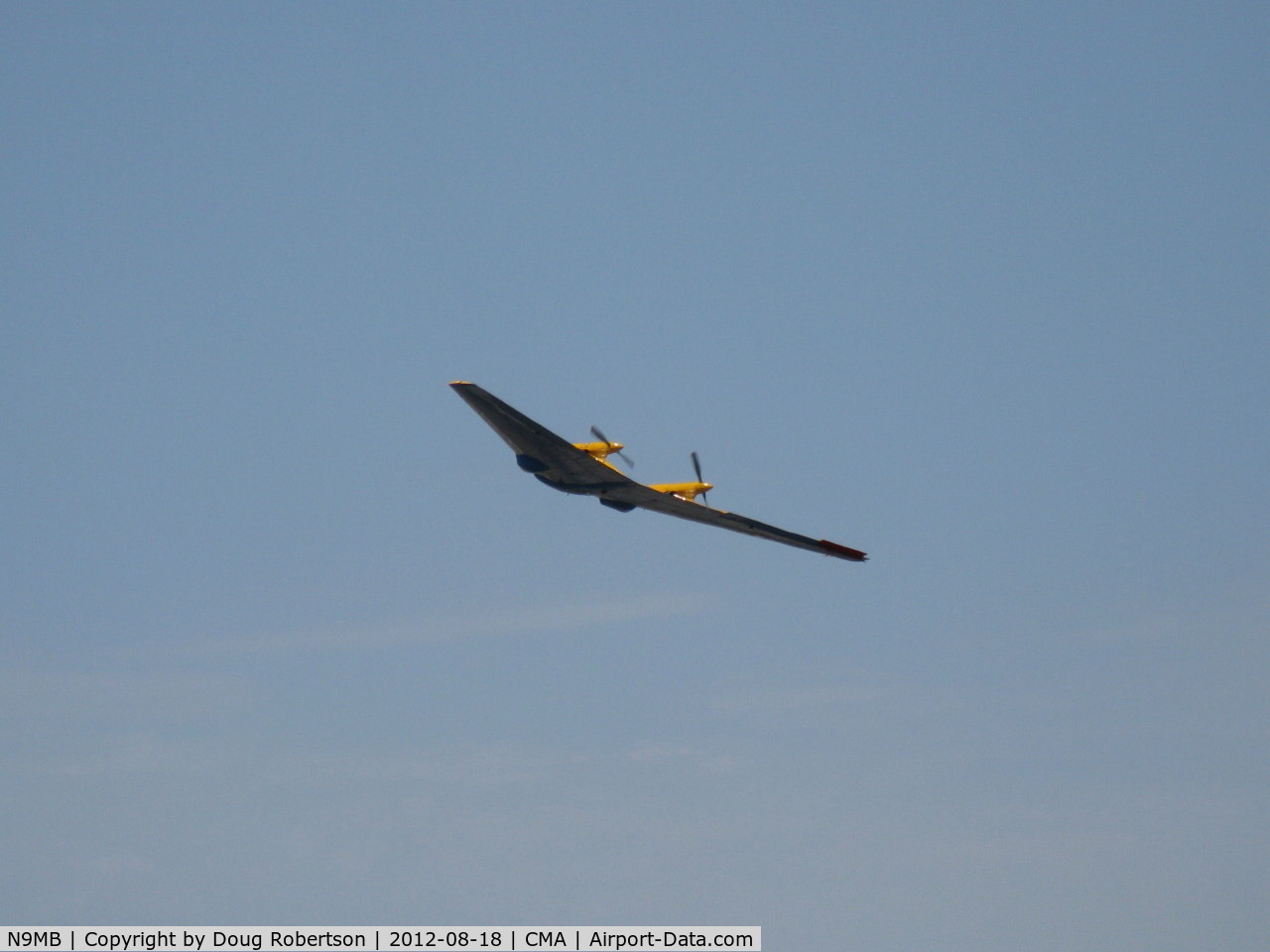 N9MB, 1945 Northrop N9M C/N 04, 1945 Northrop Flying Wing N9M, two Franklin XO-540-7 300 Hp each pushers, flight demonstration