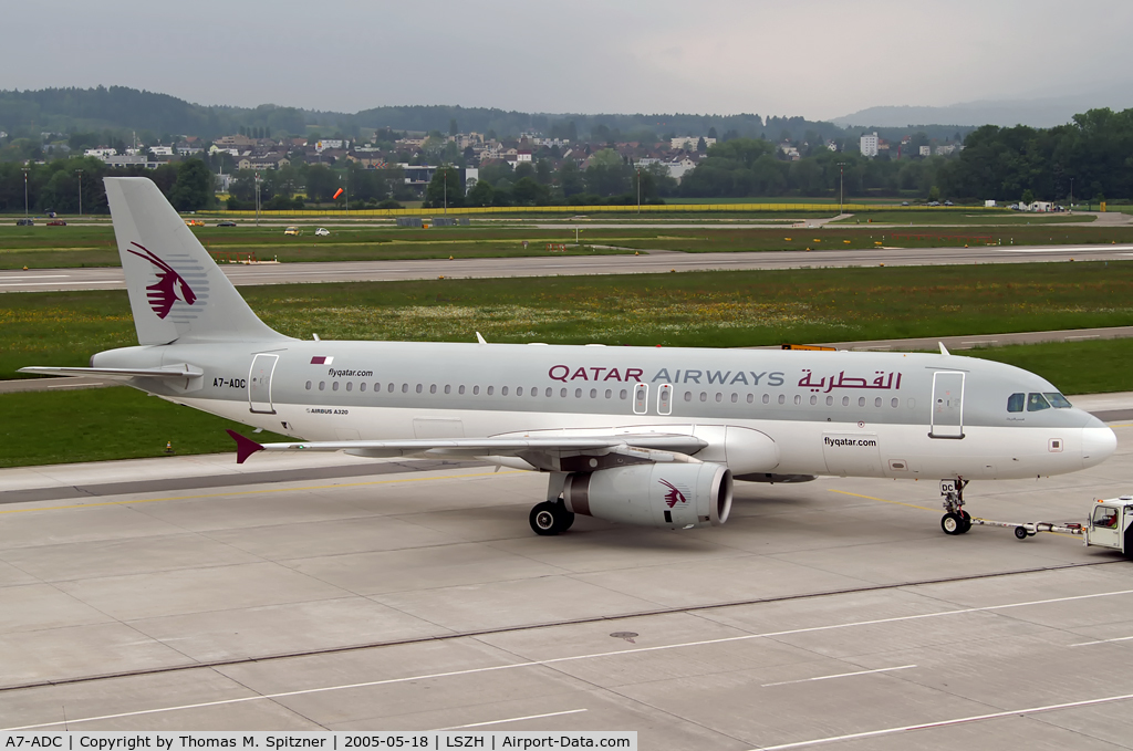 A7-ADC, 2002 Airbus A320-232 C/N 1773, Qatar Airways A7-ADC being pushed back for departure