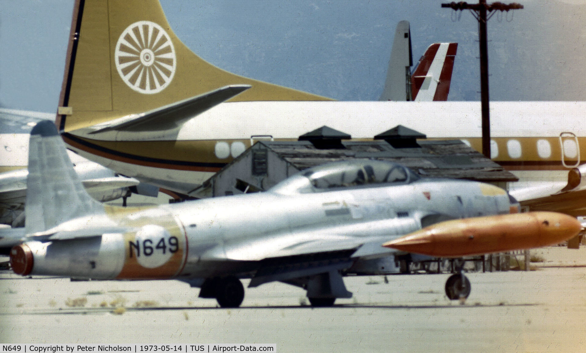 N649, 1951 Lockheed T-33A Shooting Star C/N 580-5863, Former Royal Netherlands Air Force T-33A M-55 seen at Tucson in May 1973.