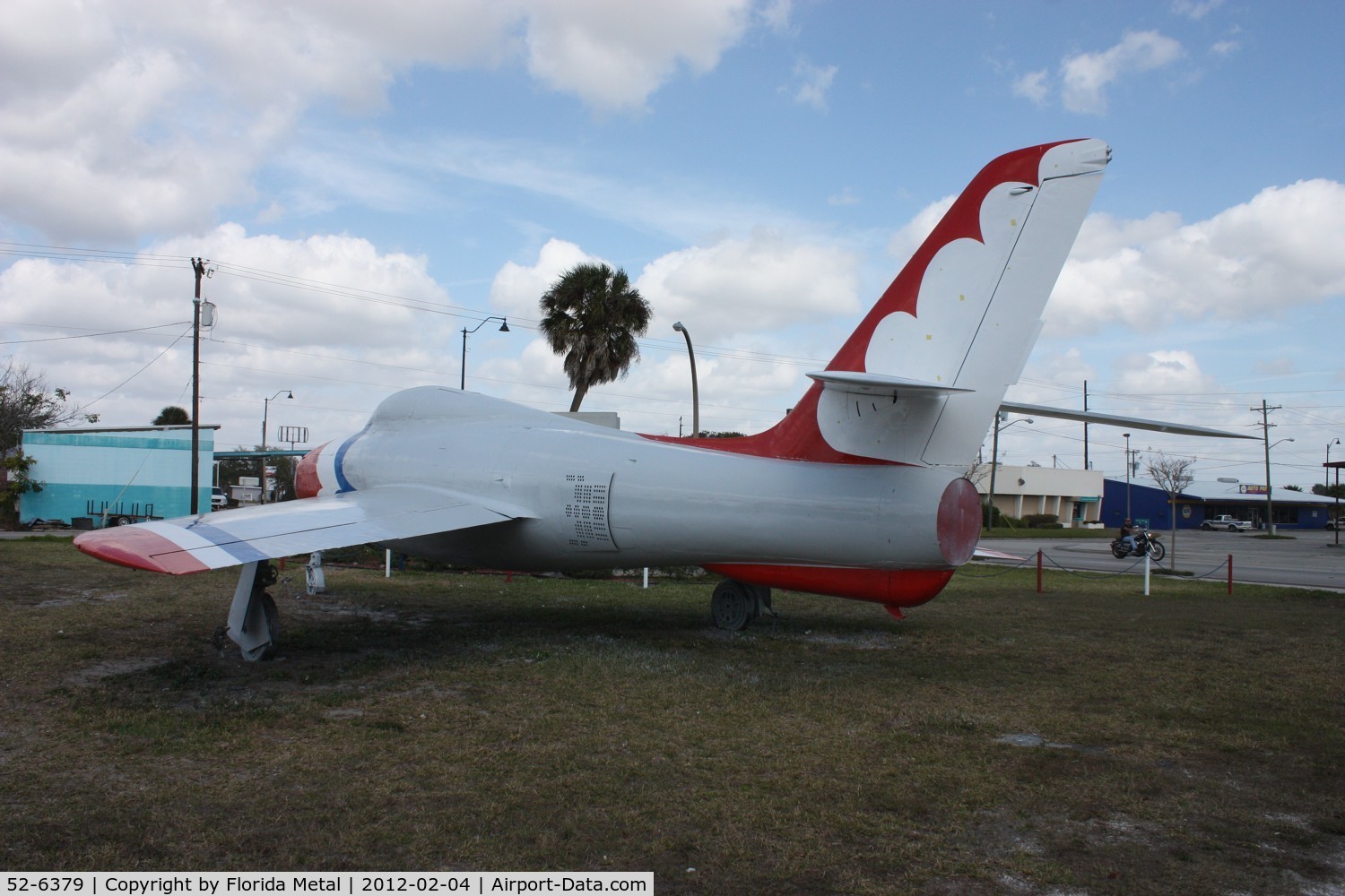 52-6379, 1951 Republic F-84F-30-RE Thunderstreak C/N Not found 51-1797, F-84F Thunderstreak along Highway U.S. 17 in Wauchula FL