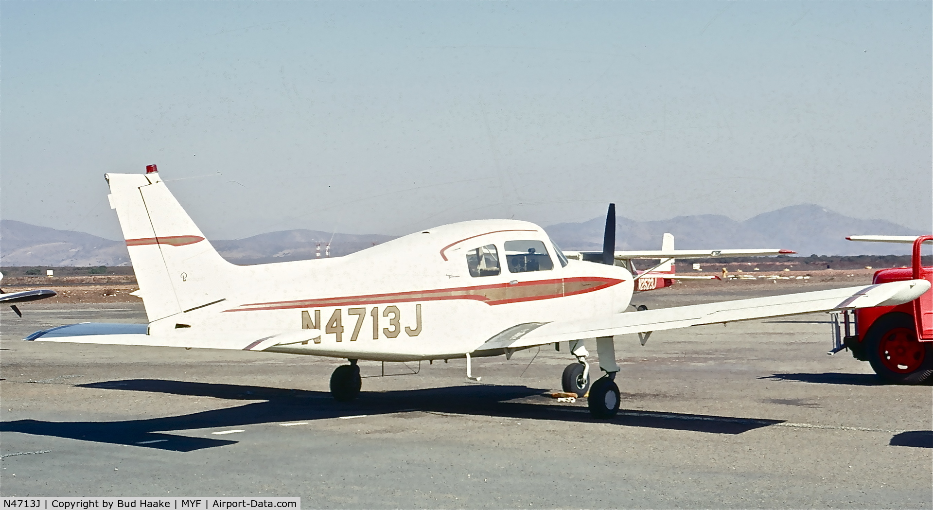 N4713J, 1966 Beech A23-19 C/N MB-171, On the ground at MYF, San Diego, CA