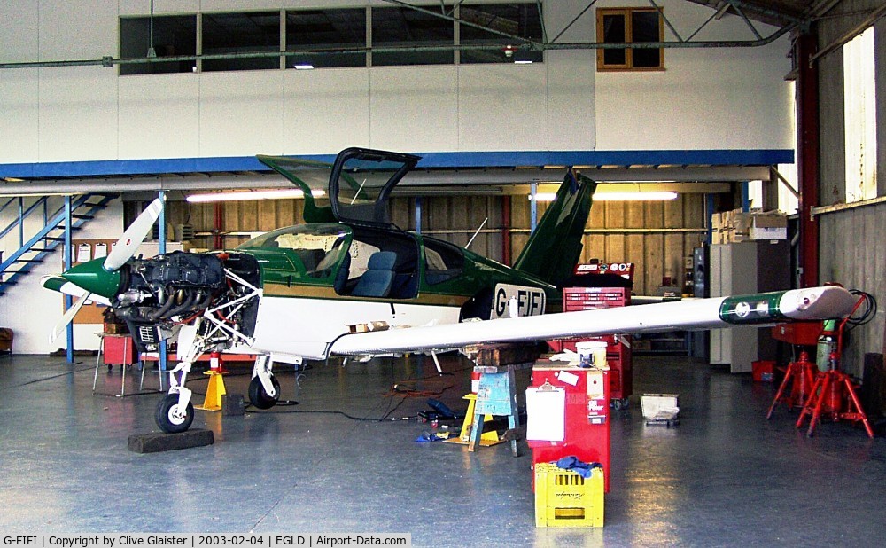 G-FIFI, 1986 Socata TB-20 Trinidad C/N 688, Ex: G-BMWS > G-FIFI - Originally owned to, Air Touring Services Ltd in September 1986 as G-BMWS and currently in private hands since, April 2000 as G-FIFI. On maintenance with, Denham Aviation Ltd.