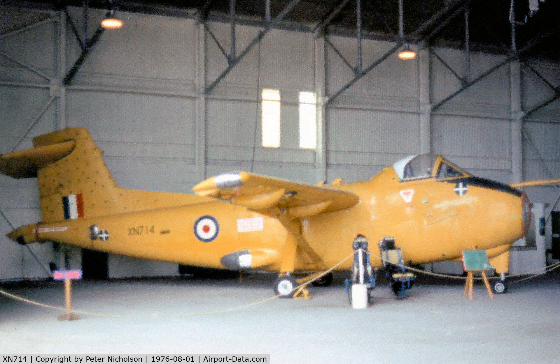 XN714, 1963 Hunting H.126 C/N H1-1, Hunting H.126 as displayed at the Cosford Aerospace Museum in August 1976.