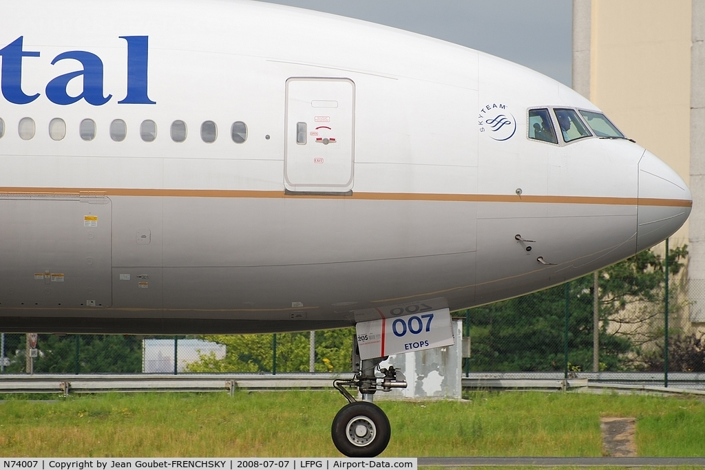 N74007, 1999 Boeing 777-224 C/N 29477, COA [CO] Continental Airlines, now UAL [UA] United Airlines
