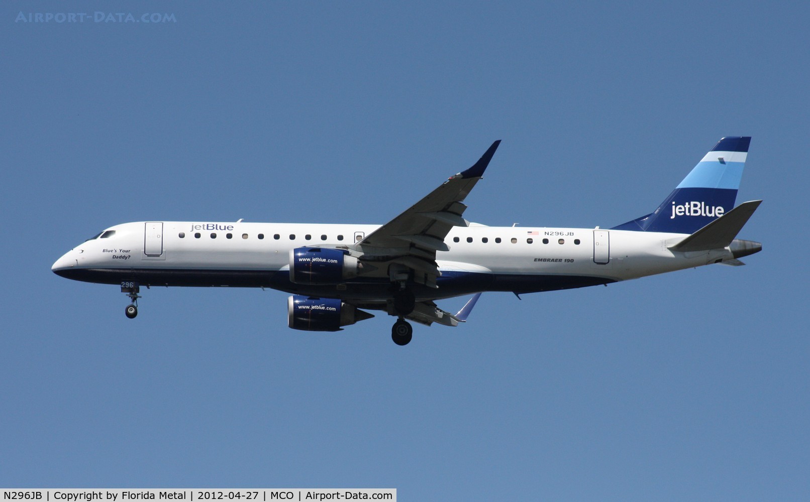 N296JB, Embraer ERJ-190-100 IGW 190AR C/N 19000219, Jet blue E190