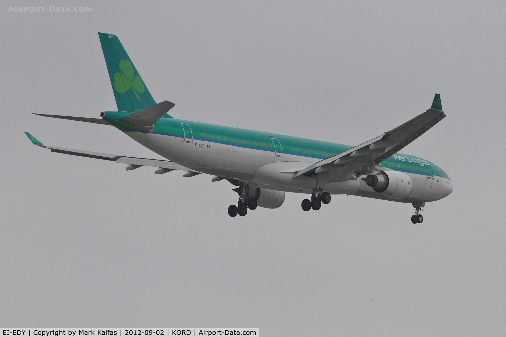 EI-EDY, 2009 Airbus A330-302 C/N 1025, Air Lingus Airbus A330-302, EIN123 arriving from Dublin Int'l/EIDW, RWY 10 approach KORD.
