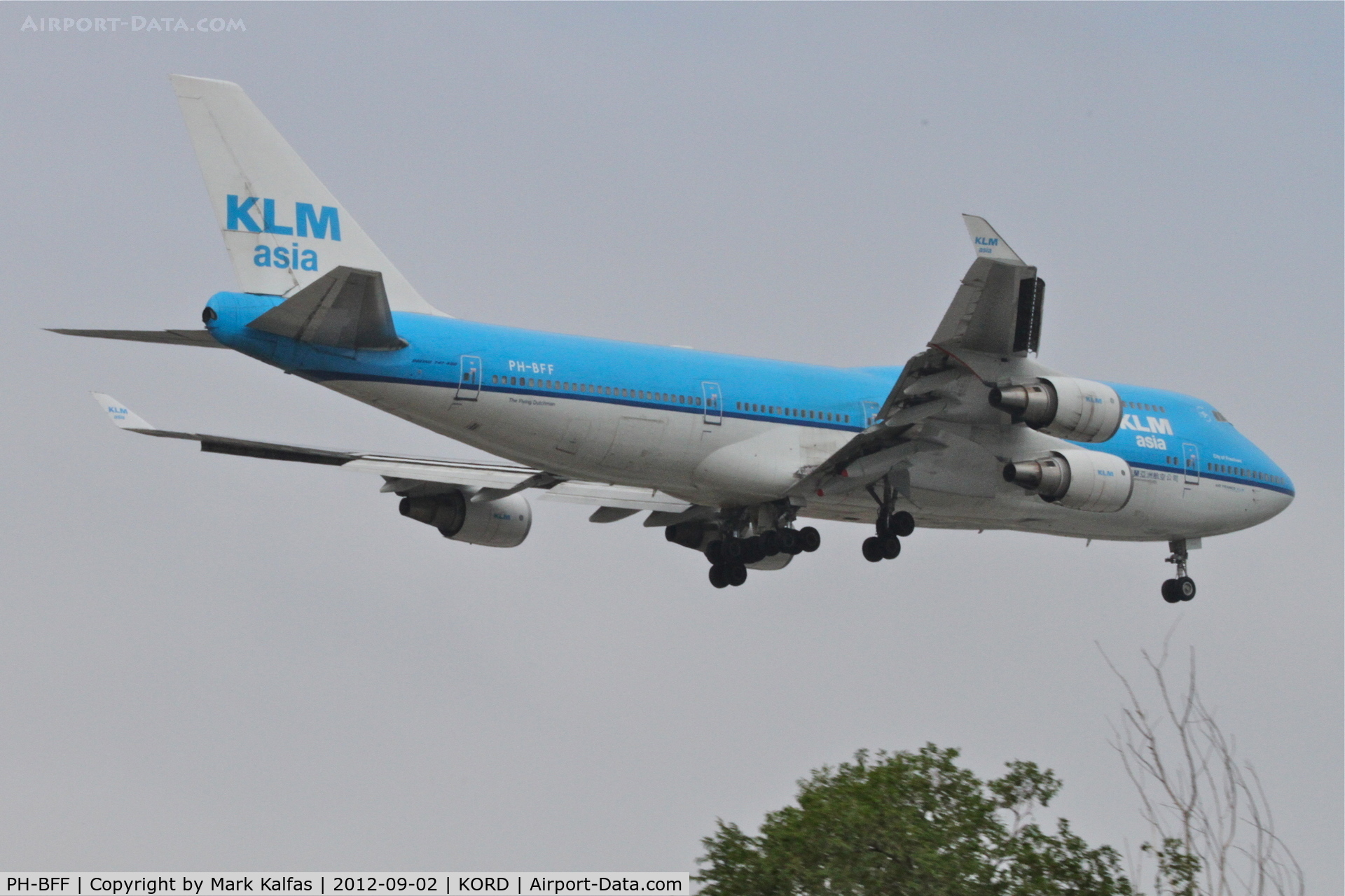 PH-BFF, 1990 Boeing 747-406BC C/N 24202, KLM Boeing 747-406BC, KLM60 arriving from Amsterdam Schiphol/EHAM, RWY 10 approach KORD.