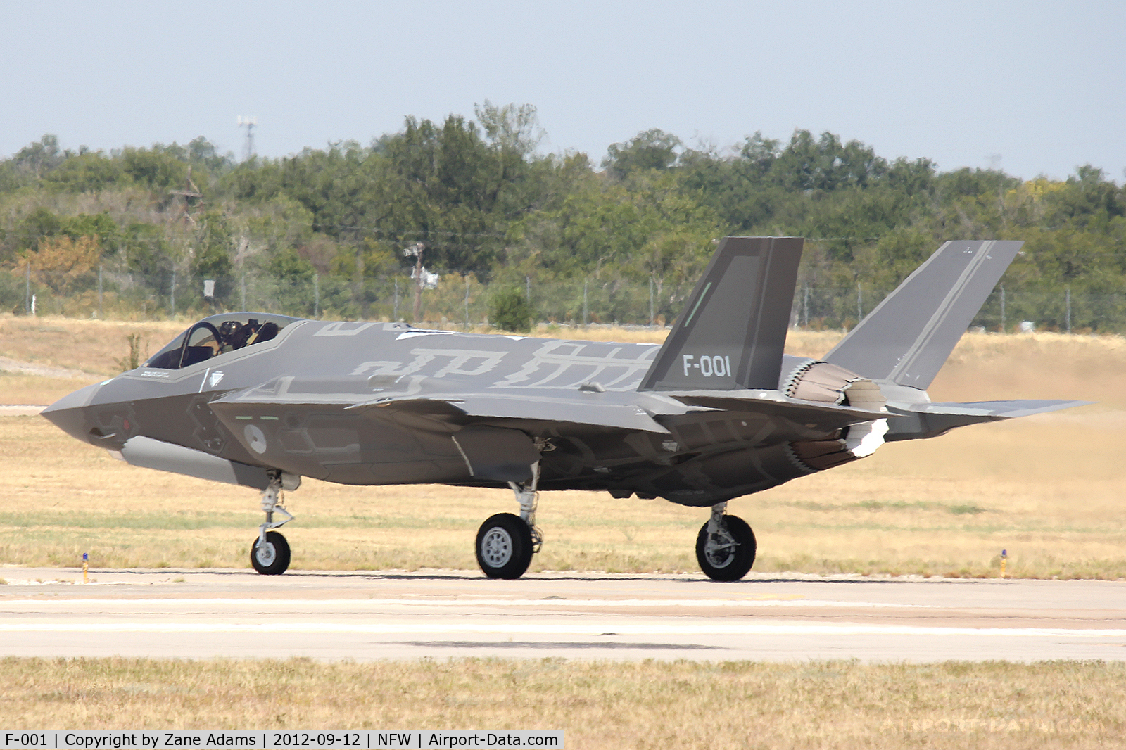 F-001, 2012 Lockheed Martin F-35A Lightning II C/N AN-1, The First F-35 for the Royal Netherlands Air Force taxis out for takeoff at NAS Fort Worth