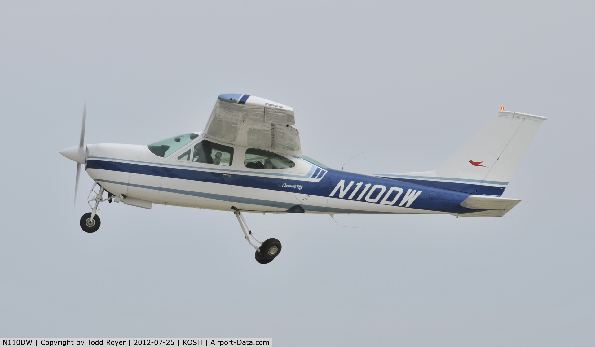 N110DW, 1974 Cessna 177RG Cardinal C/N 177RG0495, Departing Airventure 2012