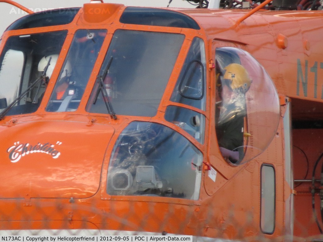 N173AC, 1967 Sikorsky S-64E C/N 64015, Looking out the bubble window to see where the snorkel and other things are located