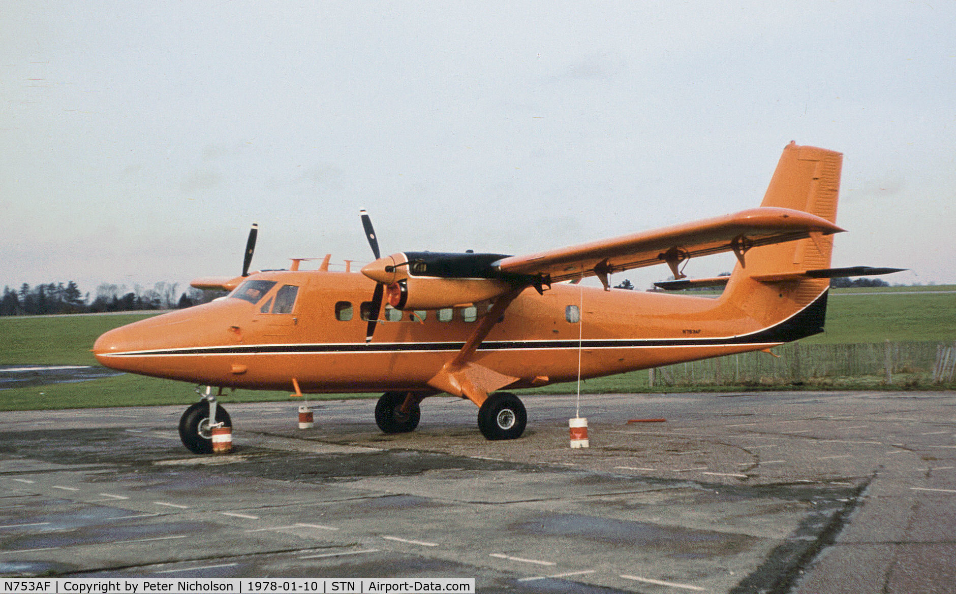 N753AF, 1969 De Havilland Canada DHC-6-200 Twin Otter C/N 206, DHC-6 Twin Otter 200 visiting Stansted in January 1978.