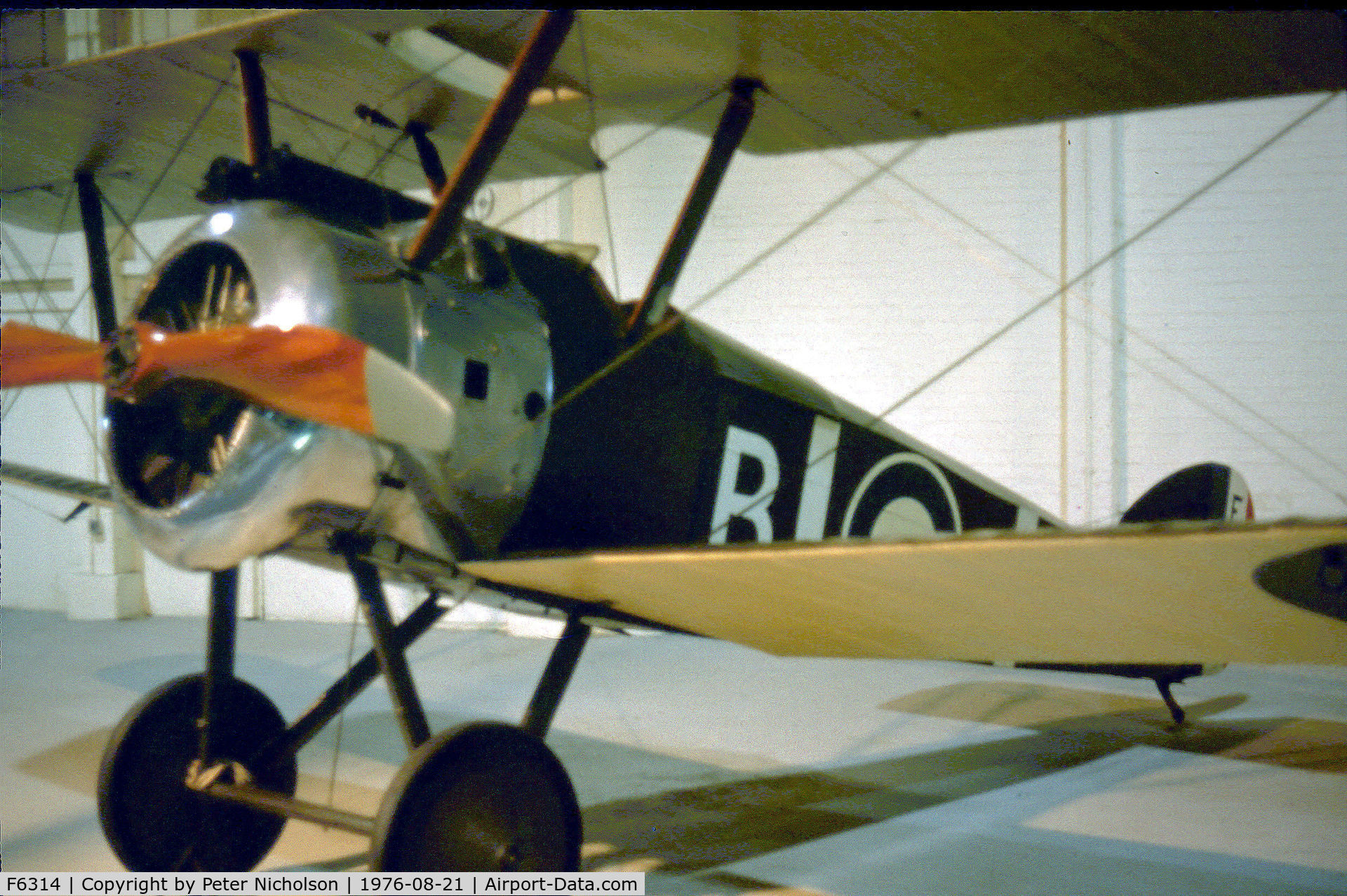 F6314, Sopwith F.1 Camel C/N Not found F6314, Sopwith Camel F.1 as displayed at the Royal Air Force Museum at Hendon in August 1976.