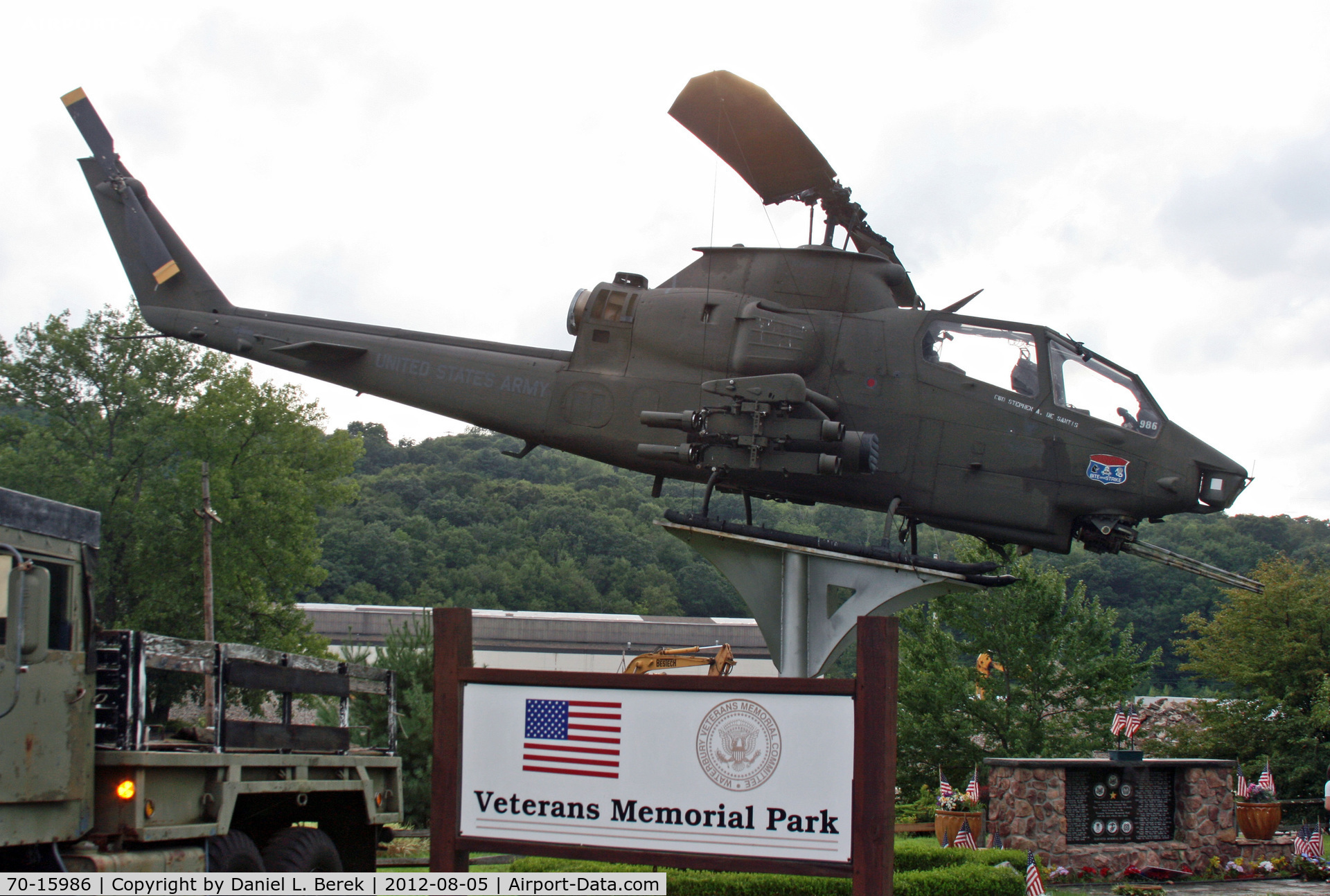 70-15986, 1970 Bell AH-1G Cobra C/N 20930, This Huey is on display at Veterans Park, Thomaston Ave., in the northwestern section of town.  The park includes memorials and other Army vehicles.