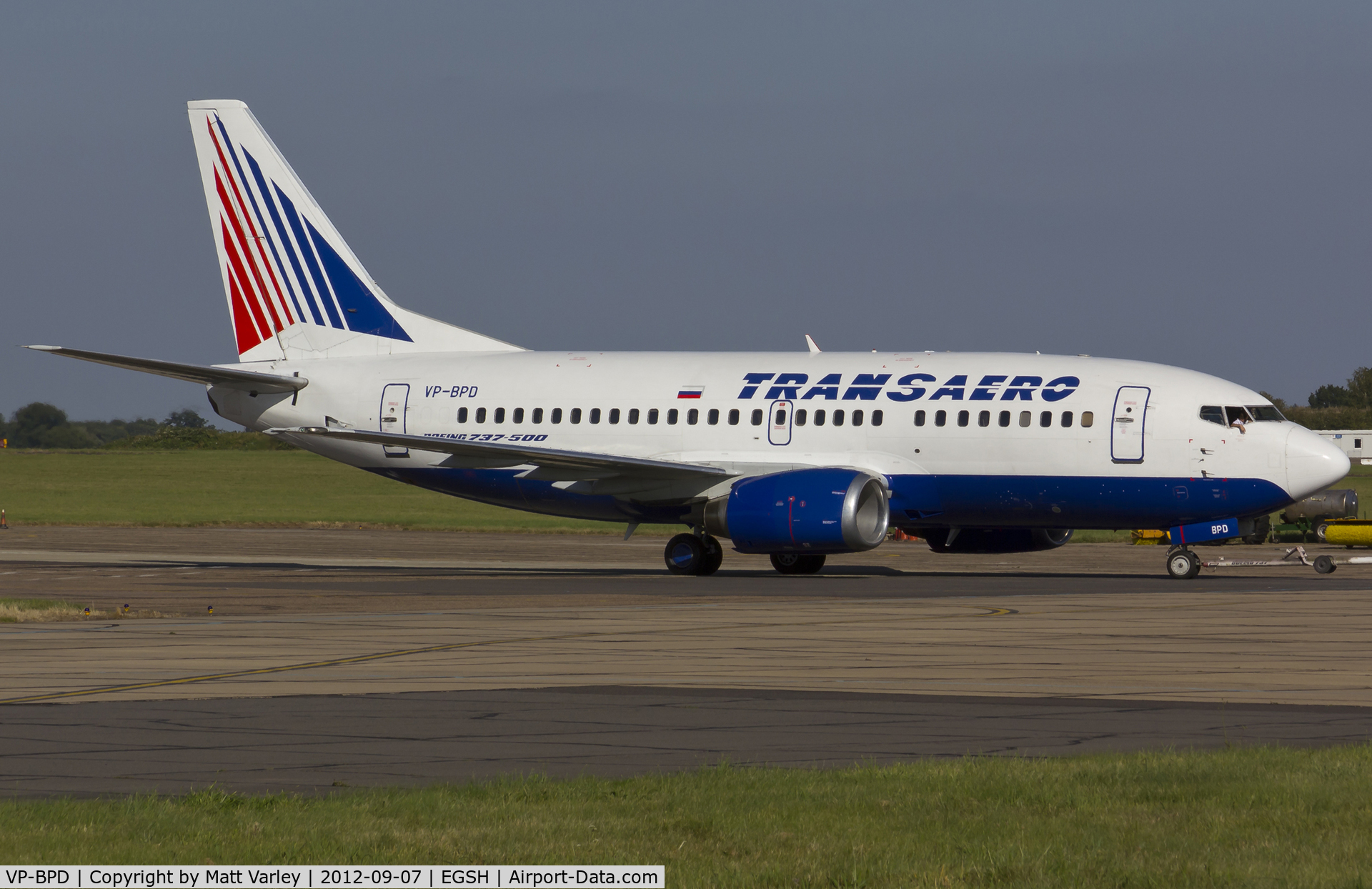 VP-BPD, 1991 Boeing 737-5K5 C/N 25062, Arriving at EGSH for Air Livery.