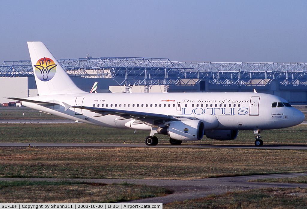 SU-LBF, 1996 Airbus A319-112 C/N 629, Taxiing holding point rwy 14L for departure...