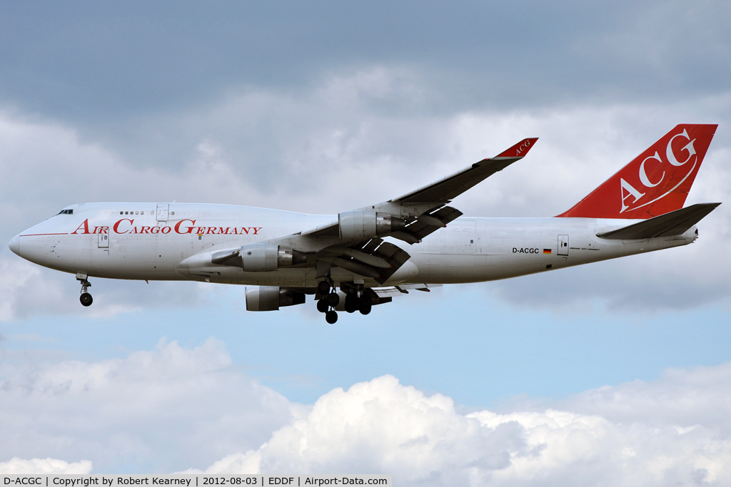 D-ACGC, 1991 Boeing 747-412/BCF C/N 24975, On finals for r/w 25L