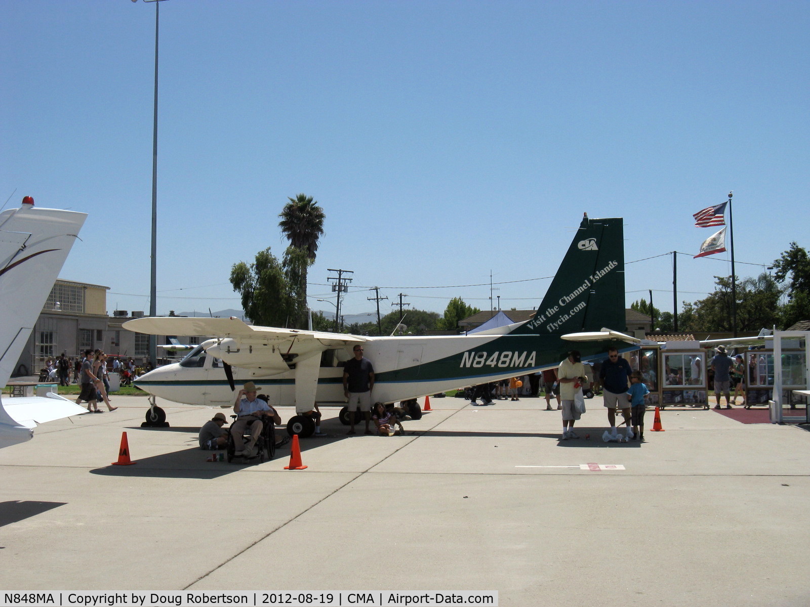 N848MA, 1989 Britten-Norman BN-2B Islander C/N 2210, 1989 Britten-Norman BN-2B ISLANDER, two Lycoming IO-540-E4C5 260 Hp each, of Channel Islands Aviation FBO & Cessna dealer at CMA since 1976. Take a Channel Islands offshore air tour and landing!