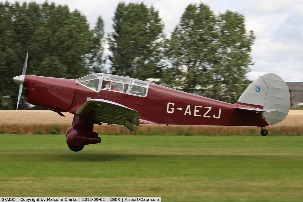 G-AEZJ, 1937 Percival P-10 Vega Gull C/N K.65, Percival P10 Vega Gull at The Real Aeroplane Club's Wings & Wheels weekend, Breighton Airfield, September 2012.