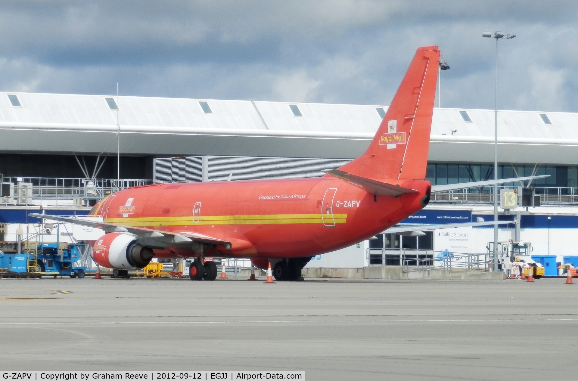 G-ZAPV, 1989 Boeing 737-3Y0 C/N 24546, Parked at Jersey.