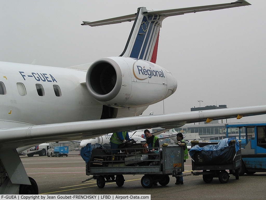 F-GUEA, 2000 Embraer EMB-145MP (ERJ-145MP) C/N 145342, on the tarmac from Bordeaux Mérignac airport