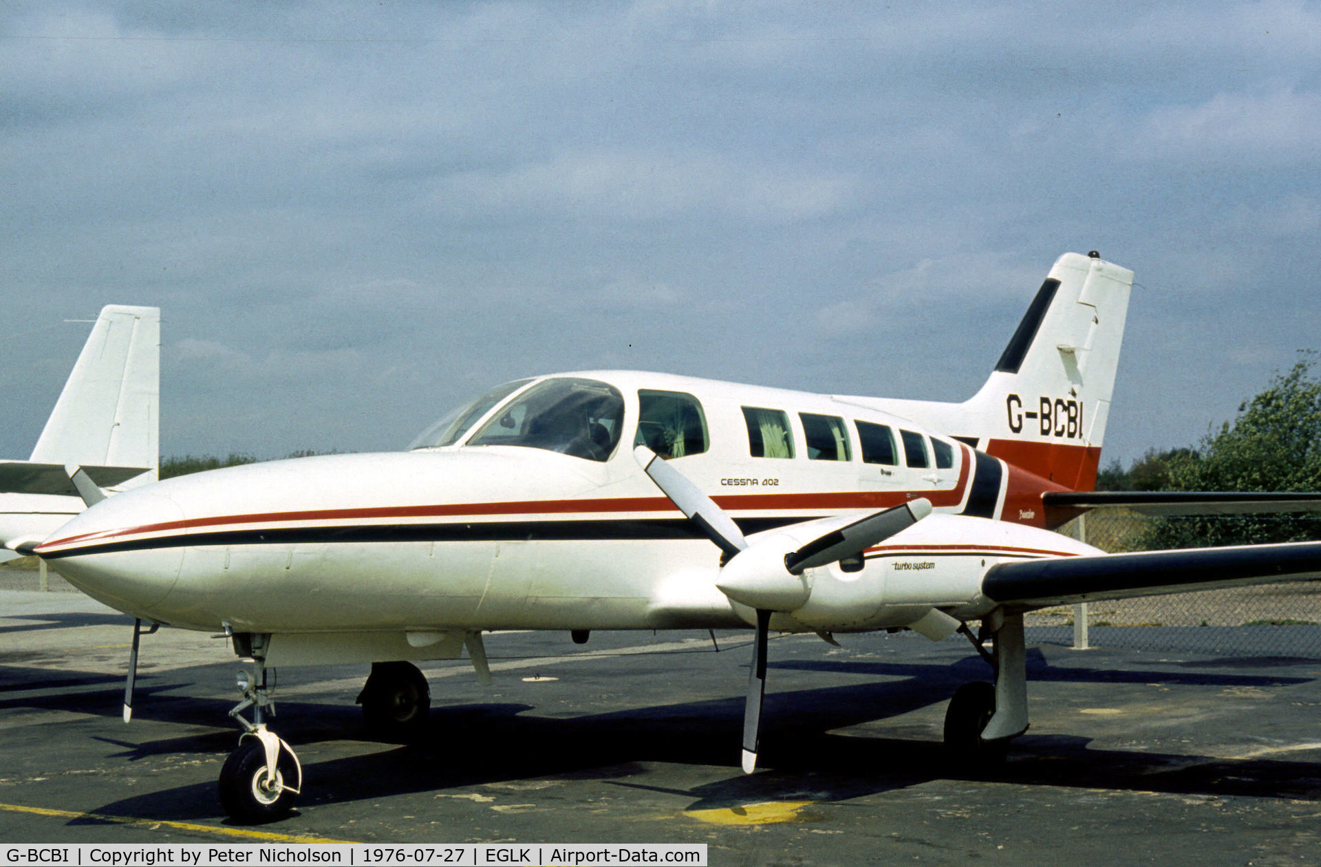 G-BCBI, 1974 Cessna 402B C/N 402B-0574, Cessna 402B as seen at Blackbushe in the Summer of 1976.
