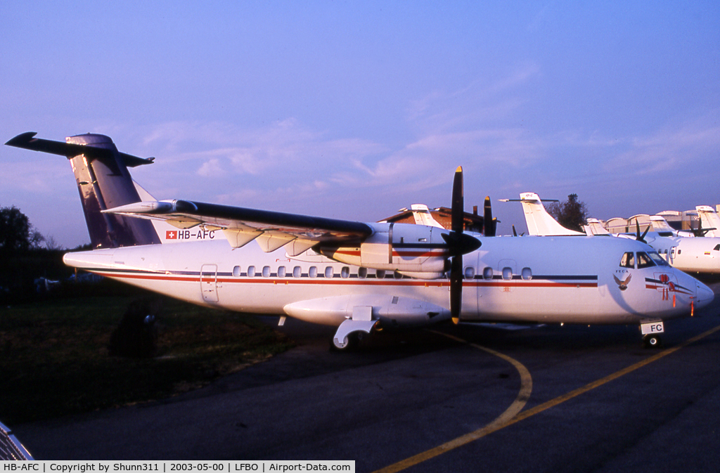 HB-AFC, 1988 ATR 42-320 C/N 087, Stored for maintenance... Falcon Express Cargo c/s