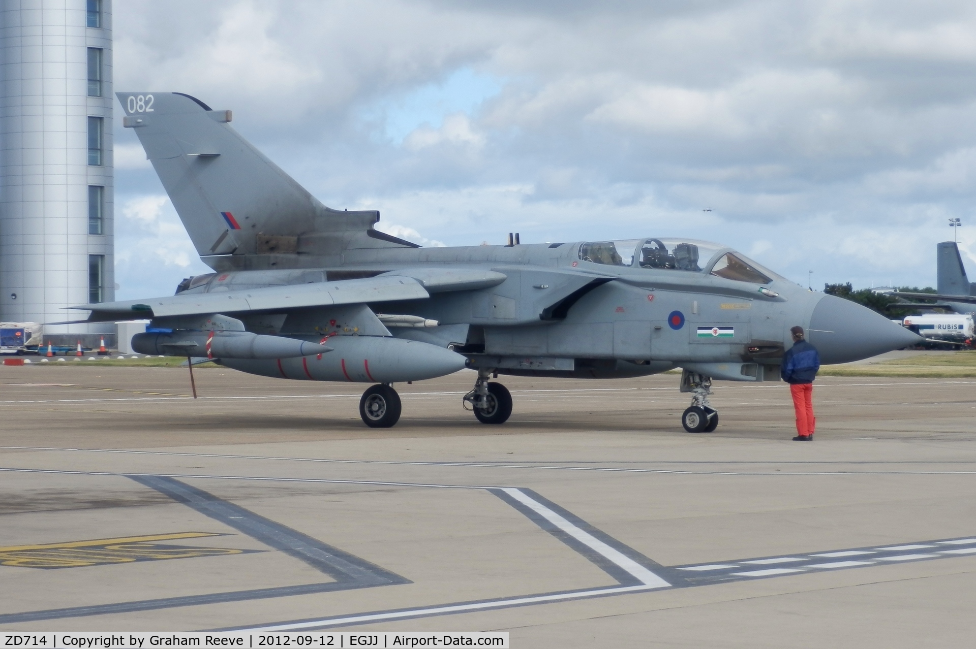 ZD714, 1984 Panavia Tornado GR.4 C/N 336/BS115/3155, Parked at Jersey.