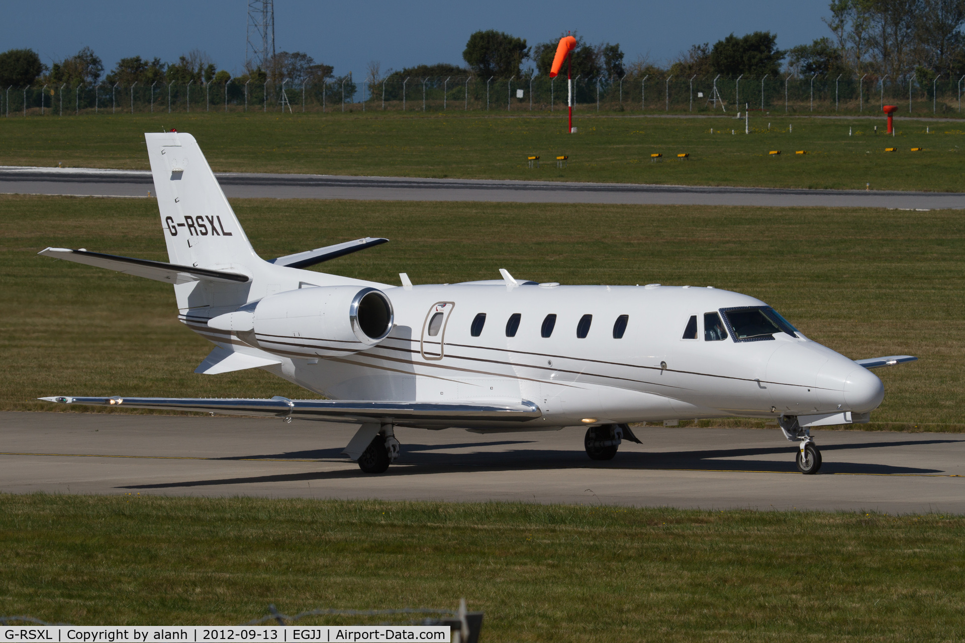 G-RSXL, 2007 Cessna 560XL Citation XLS C/N 560-5699, Taxying for departure on Jersey airshow day, 2012