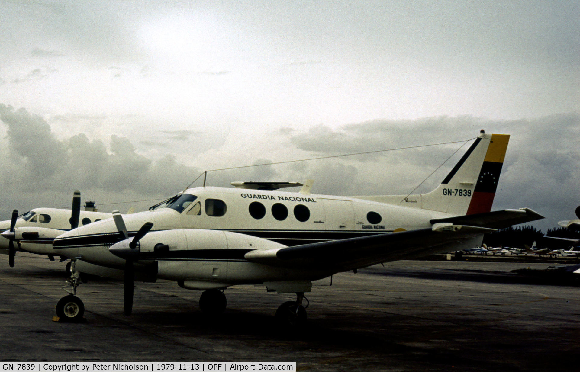 GN-7839, 1977 Beech E90 King Air C/N LW-260, Beech King Air E90 of the Venezuelan National Guard as seen at Opa Locka in November 1979.
