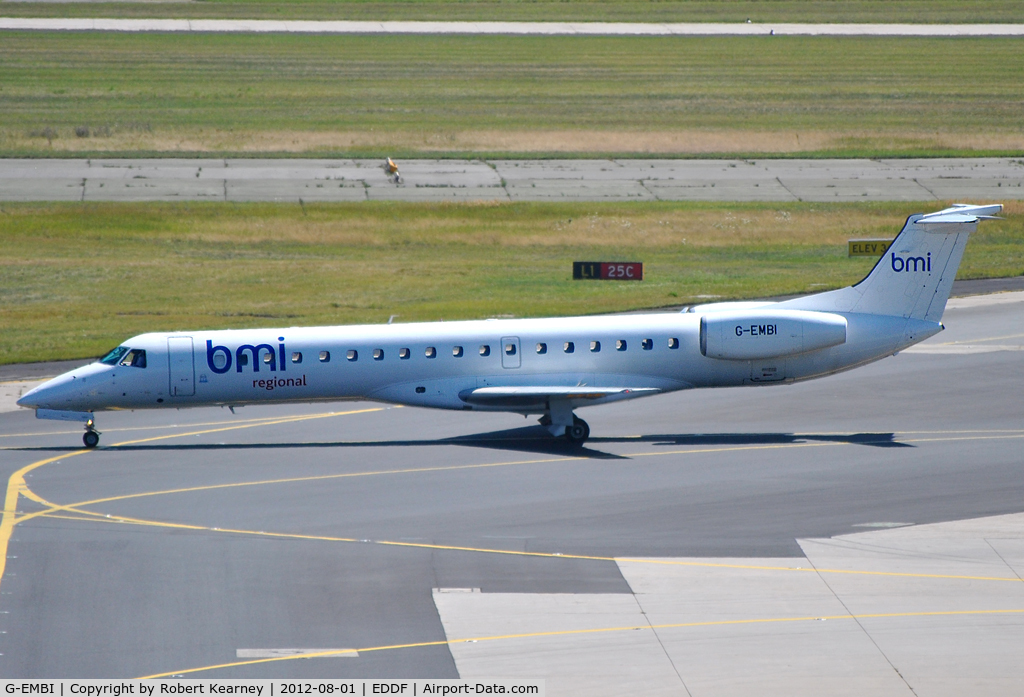 G-EMBI, 1999 Embraer EMB-145EU (ERJ-145EU) C/N 145126, Taxiing down to parking