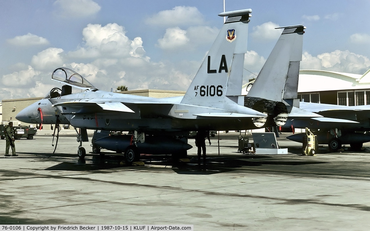 76-0106, 1976 McDonnell Douglas F-15A Eagle C/N 0308/A258, flightline at Luke AFB