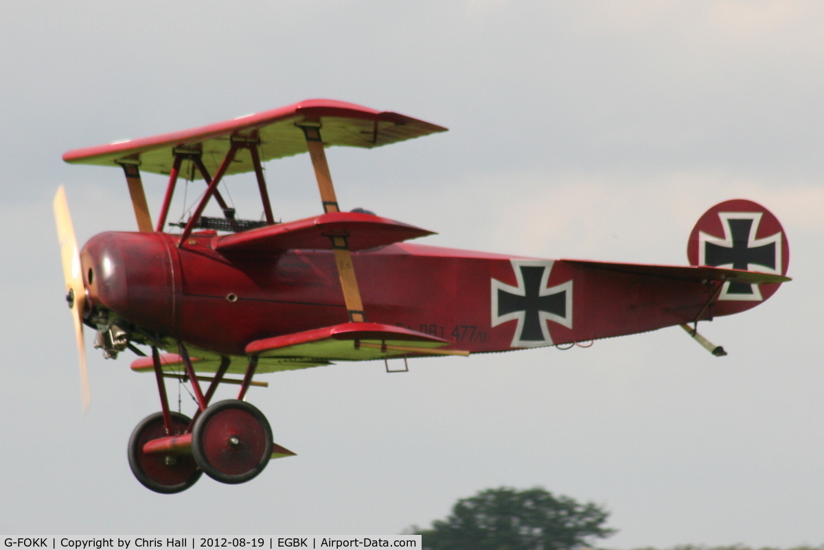 G-FOKK, 2006 Fokker Dr.1 Triplane Replica C/N PFA 238-14253, at the 2012 Sywell Airshow