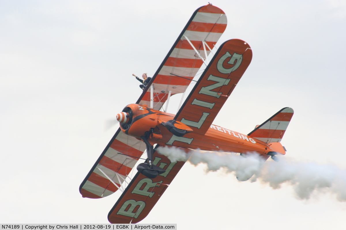 N74189, 1941 Boeing PT-17/R985 Kaydet (A75N1) C/N 75-717, at the 2012 Sywell Airshow